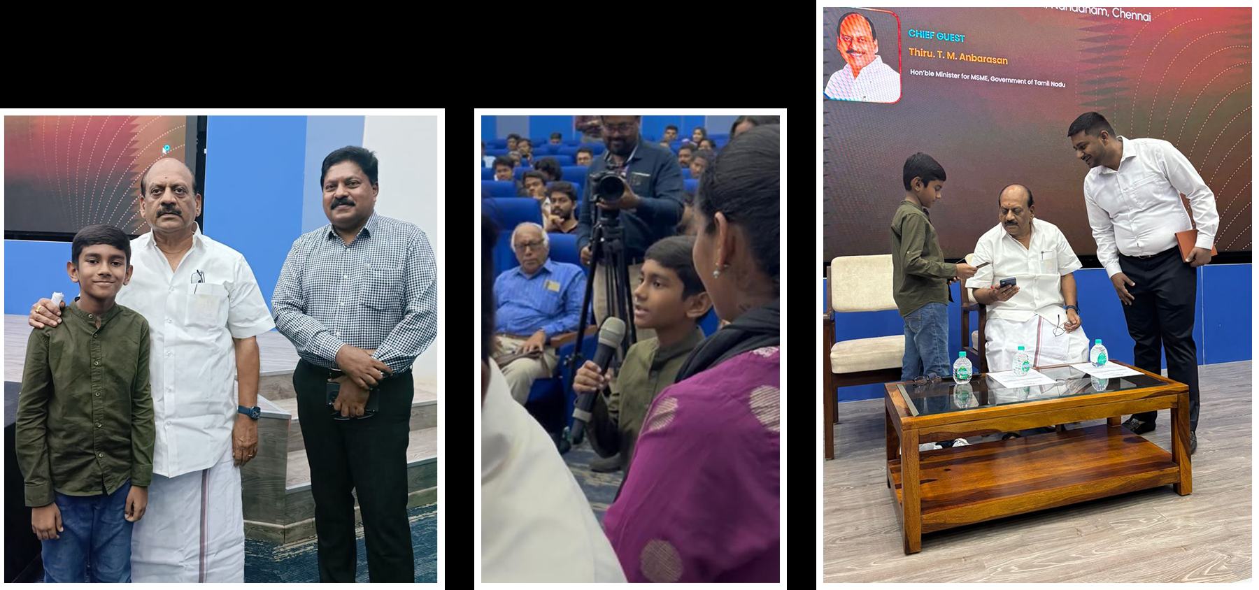 Athvik with Thiru T.M. Anbarasan, Minister of MSME Tamil Nadu at TNGSS Stakeholders Meeting
